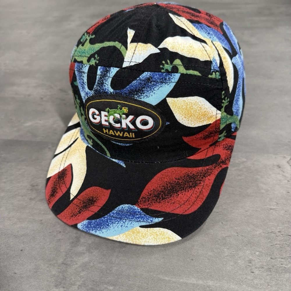 Vintage‎ Crazy Shirts Hawaii Hat Gecko Camo Floral Flower Cap USA Made 80s 90s
